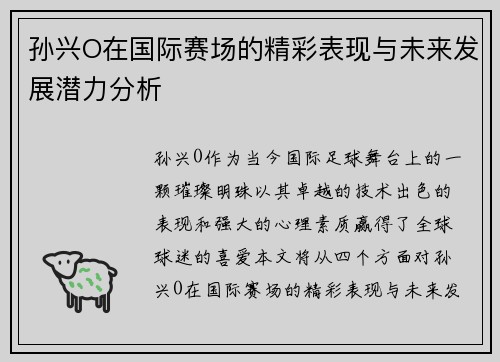 孙兴O在国际赛场的精彩表现与未来发展潜力分析